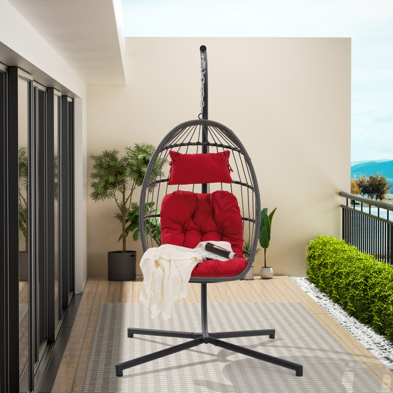 Dakota Fields Outdoor Garden Rattan Egg Swing Chair Hanging Chair PE Chair Wayfair